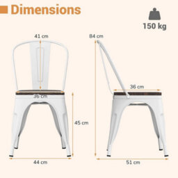 Kitchen Side Chairs-White Metal Dining Chairs Set Of 4 - thumbnail 2