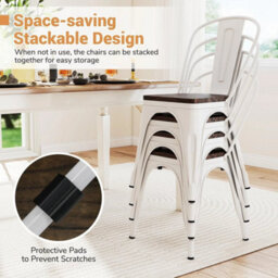Kitchen Side Chairs-White Metal Dining Chairs Set Of 4 - thumbnail 4