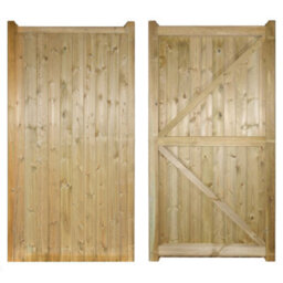 Cannock Gates Drayton Square Top Mid High Single Gate - Pressure Treated Scandinavian Redwood - W1050 X H1500 mm - thumbnail 3