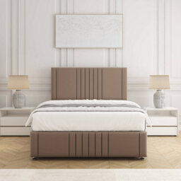 Bsspoke Hazel Divan Bed Set Mink Velvet 24Inch Panel Headboard & Footboard & 2 Drawers Same Side & Mattress In All Sizes - thumbnail 2