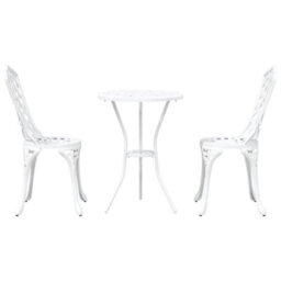 Berkfield Garden Bistro Set 3 Pcs White Aluminium - thumbnail 6