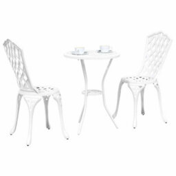 Berkfield Garden Bistro Set 3 Pcs White Aluminium - thumbnail 3