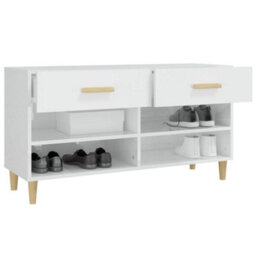 Berkfield Elegant Shoe Cabinet High Gloss White 102X35X55 Cm Engineered Wood - thumbnail 5