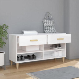 Berkfield Elegant Shoe Cabinet High Gloss White 102X35X55 Cm Engineered Wood - thumbnail 3