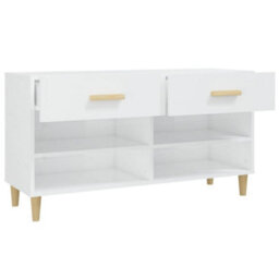 Berkfield Elegant Shoe Cabinet High Gloss White 102X35X55 Cm Engineered Wood - thumbnail 8