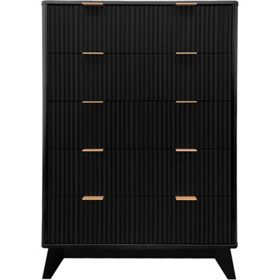 5 Drawer Dresser Dresser Chest Of Drawer Fluted Tall Dresser Bedroom Living Room - image 1