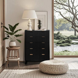 5 Drawer Dresser Dresser Chest Of Drawer Fluted Tall Dresser Bedroom Living Room - thumbnail 6
