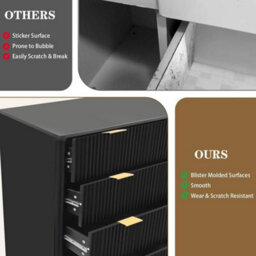 5 Drawer Dresser Dresser Chest Of Drawer Fluted Tall Dresser Bedroom Living Room - thumbnail 5