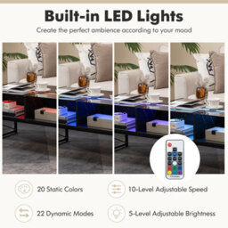 Gainoom High-Gloss Led Coffee Table Center Table With Faux Marble & Tempered Glass Top - thumbnail 7