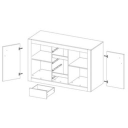 Arte Stylish White Matt Sideboard Cabinet H970mm W1450mm D500mm - Modern Design With Kathult Decor - thumbnail 2