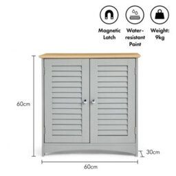 Grey Bathroom Storage Cabinet 2 Shelves - thumbnail 2