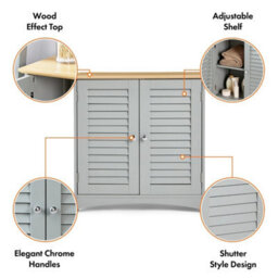 Grey Bathroom Storage Cabinet 2 Shelves - thumbnail 4