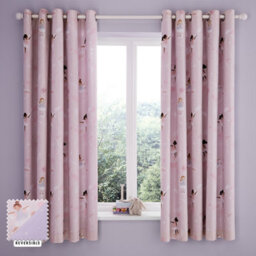 Catherine Lansfield Dancing Fairies 66X72 Inch Fully Reversible Lined Two Curtain Panels Pink - thumbnail 1