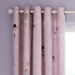Catherine Lansfield Dancing Fairies 66X72 Inch Fully Reversible Lined Two Curtain Panels Pink - thumbnail 3