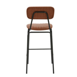 Lamboro Belluno Brown Kitchen Bar Stool With Faux Leather Seat & Fixed Metal Legs - thumbnail 7