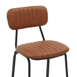 Lamboro Belluno Brown Kitchen Bar Stool With Faux Leather Seat & Fixed Metal Legs - thumbnail 3