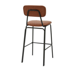 Lamboro Belluno Brown Kitchen Bar Stool With Faux Leather Seat & Fixed Metal Legs - thumbnail 6