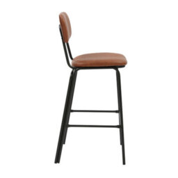 Lamboro Belluno Brown Kitchen Bar Stool With Faux Leather Seat & Fixed Metal Legs - thumbnail 5
