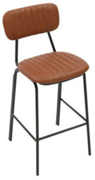 Lamboro Belluno Brown Kitchen Bar Stool With Faux Leather Seat & Fixed Metal Legs - thumbnail 2