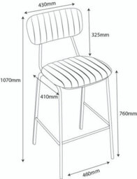 Lamboro Belluno Brown Kitchen Bar Stool With Faux Leather Seat & Fixed Metal Legs - thumbnail 9