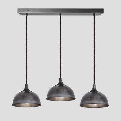 Industville Chelsea Dome 3 Wire Cluster Lights, 8 Inch, Pewter, Pewter Holder