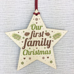 Red Ocean First Family Christmas Tree Wooden Star Bauble Gift Xmas Ornament Decoration Baby Gift - thumbnail 5