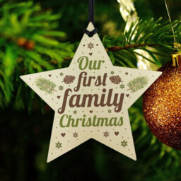 Red Ocean First Family Christmas Tree Wooden Star Bauble Gift Xmas Ornament Decoration Baby Gift - thumbnail 6