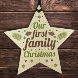 Red Ocean First Family Christmas Tree Wooden Star Bauble Gift Xmas Ornament Decoration Baby Gift - thumbnail 1