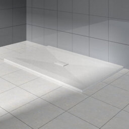 Rinse bathrooms Rinse Walkin Shower Enclosure 1000mm Front 1000mm End Panel Grey Glass Wetroom Screen-White 1600X1000 Shower Tray Waste - thumbnail 2