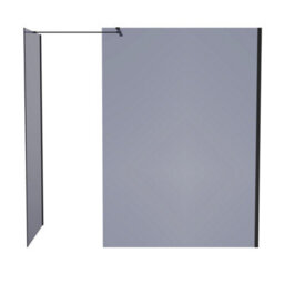 Rinse bathrooms Rinse Walkin Shower Enclosure 1000mm Front 1000mm End Panel Grey Glass Wetroom Screen-White 1600X1000 Shower Tray Waste - thumbnail 4