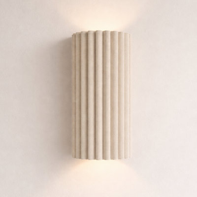CGC Interiors Allegra Oatmeal Linen Fine Scallop Wall Light - image 1