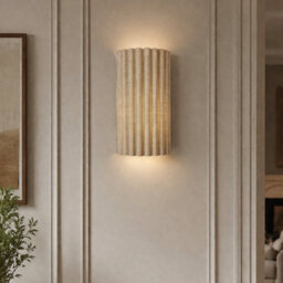 CGC Interiors Allegra Oatmeal Linen Fine Scallop Wall Light - thumbnail 5