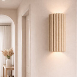 CGC Interiors Allegra Oatmeal Linen Fine Scallop Wall Light - thumbnail 3