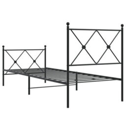 Berkfield Metal Bed Frame Without Mattress With Footboard Black 75X190Cm - thumbnail 6