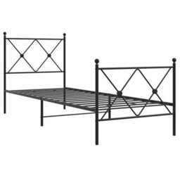 Berkfield Metal Bed Frame Without Mattress With Footboard Black 75X190Cm - thumbnail 3