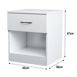 Sundaze Chest Of Drawers Bedroom Furniture Bedside Cabinet With Handle 1 Drawer White 40X36X47Cm - thumbnail 4
