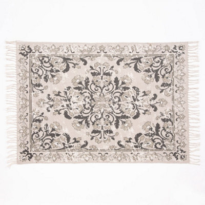 Kew 120X170Cm Grey Antique Printed Rug With Tassel - image 1