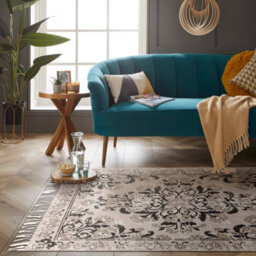 Kew 120X170Cm Grey Antique Printed Rug With Tassel - thumbnail 6