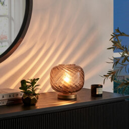 Furniturebox Uk Aurelia Small Brown Glass Touch Dimmable Table Lamp - thumbnail 3