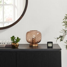 Furniturebox Uk Aurelia Small Brown Glass Touch Dimmable Table Lamp - thumbnail 1