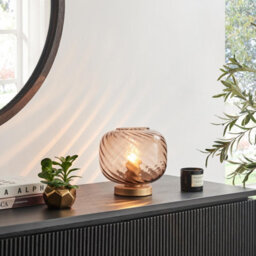 Furniturebox Uk Aurelia Small Brown Glass Touch Dimmable Table Lamp - thumbnail 2