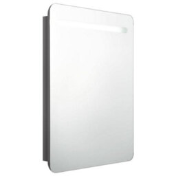 Berkfield Led Bathroom Mirror Cabinet Shining Grey 60X11X80 Cm - thumbnail 2