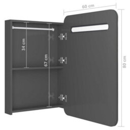 Berkfield Led Bathroom Mirror Cabinet Shining Grey 60X11X80 Cm - thumbnail 7