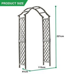 Garden Arch Wooden Pergola Feature Trellis Rose Climbing Plant Grey Wood Archway - thumbnail 2
