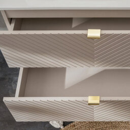 Heze Furniture Viva Bathroom Vanity Unit With Basin 80 Cm Ribbed Fluted - Cashmere - thumbnail 4
