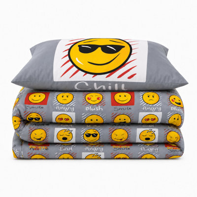 Velosso Grey Expressions Duvet Cover And Pillowcase Set King