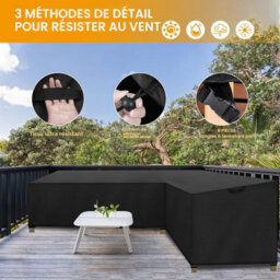 L-Shaped Waterproof Rattan Garden Furniture Cover For Corner Sofa - Living Room 215 X 80 85 Cm - thumbnail 4