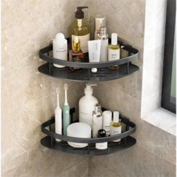 Black 2X-Corner Shower Caddy Bathroom Storage Shelf Rack Basket Organiser Tidy Tray - thumbnail 4