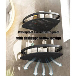 Black 2X-Corner Shower Caddy Bathroom Storage Shelf Rack Basket Organiser Tidy Tray - thumbnail 5