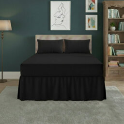 Fitted Valance Bed Sheet Polycotton Mattress Cover And Frill Easy Care Black